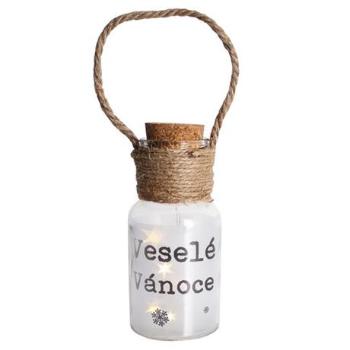Provence Dekoračná fľaša 5 LED PROVENCE Veselé Vianoce