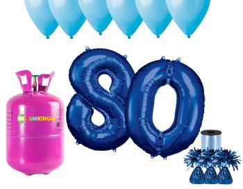 HeliumKing Hélium párty set na 80. narodeniny s modrými balónmi