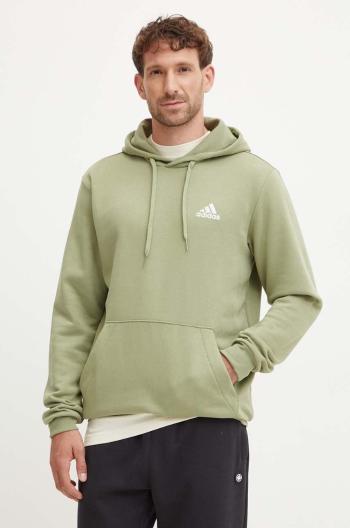 Mikina adidas Essentials pánska, zelená farba, s kapucňou, jednofarebná, JJ4662