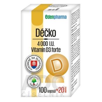 EDENPHARMA Déčko 4000 I.U. vitamín D3 forte 100+20 kapsúl ZADARMO