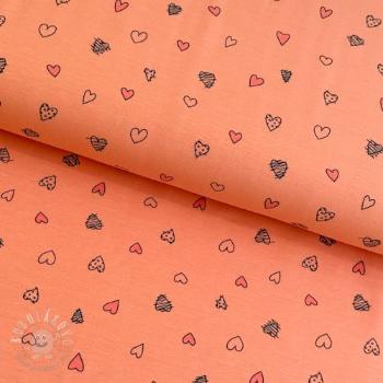 Úplet Cute hearts peach digital print