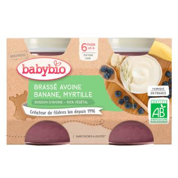 BABYBIO Brassé z ovseného mlieka banán čučoriedka 2x 130 g