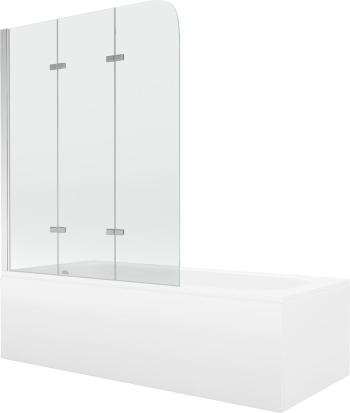 MEXEN/S - Vega obdĺžniková vaňa 180 x 80 cm s panelom + vaňová zástena 120 cm, transparent, chróm 550118080X9012030100