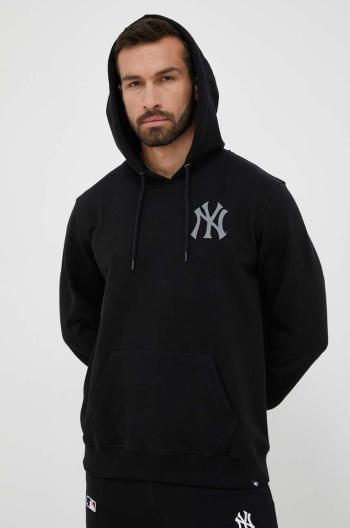 Mikina 47brand MLB New York Yankees pánska, čierna farba, s kapucňou, s potlačou