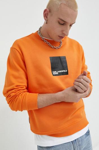 Mikina Karl Lagerfeld Jeans pánska, oranžová farba, s potlačou