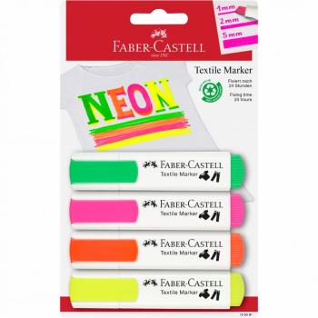 FABER-CASTELL POPISOVAC NA TEXTIL NEON SET 4 FAREBNE, BL