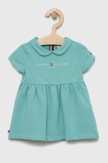 Šaty pre bábätká Tommy Hilfiger tyrkysová farba, mini, áčkový strih