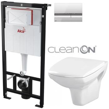 ALCADRAIN Alcadrain Sádromodul - predstenový inštalačný systém s chrómovým tlačidlom M1721 + WC CERSANIT CLEANON CARINA + SEDADLO AM101/1120 M1721 CA1