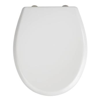 Biele WC sedadlo s jednoduchým zatváraním Wenko Gubbio, 44,5 × 37 cm