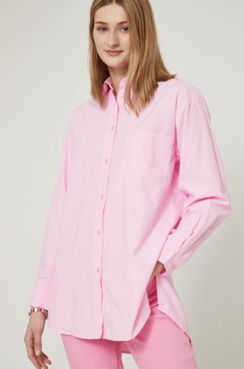 Košeľa Medicine dámska, ružová farba, voľný strih, s klasickým golierom