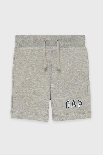 Detské krátke nohavice GAP šedá farba, melanžové, nastaviteľný pás