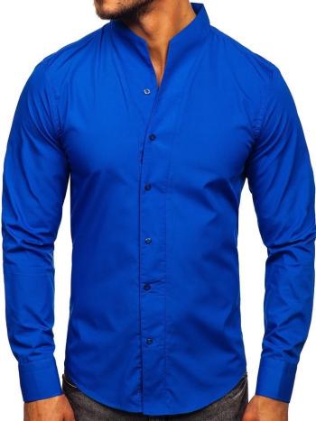 Kobaltová pánska košeľa s dlhými rukávmi BOLF 5702