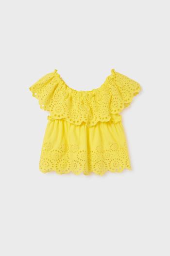 Detská bavlnená blúzka Mayoral žltá farba, jednofarebná