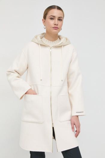 Vlnený kabát Marella béžová farba, prechodný, oversize