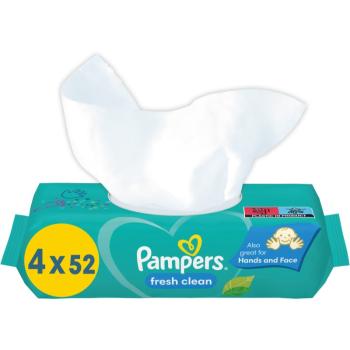 Pampers Fresh Clean detské jemné vlhčené obrúsky pre citlivú pokožku 4x52 ks