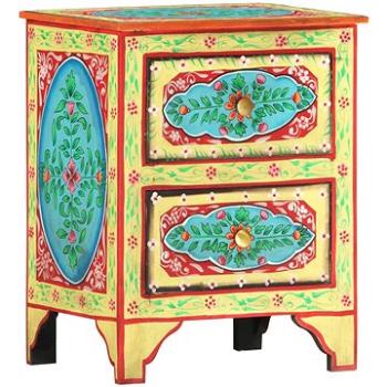 SHUMEE Ručne maľovaný nočný stolík 40 × 30 × 50 cm masívny mangovník, 286158