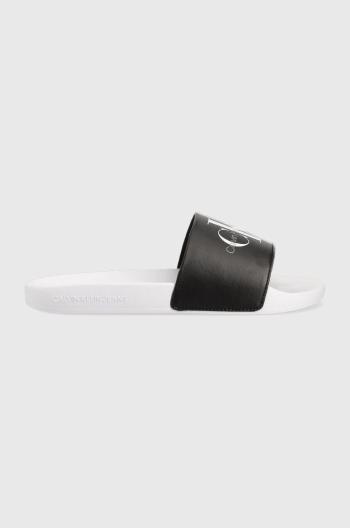 Šľapky Calvin Klein Jeans SLIDE NY PEARL dámske, čierna farba, YW0YW01243