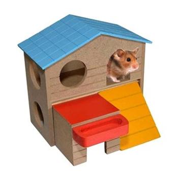 DUVO+ Farebný drevený domček pre drobné hlodavce 13 × 16 × 15,5 cm (5414365252816)