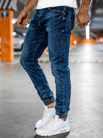 Granatowe spodnie jeansowe joggery męskie Denley 85034W0
