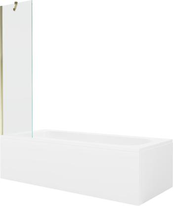 MEXEN/S - Vega obdĺžniková vaňa 180 x 80 cm s panelom + vaňová zástena 50 cm, transparent, zlatá 550118080X9505000050