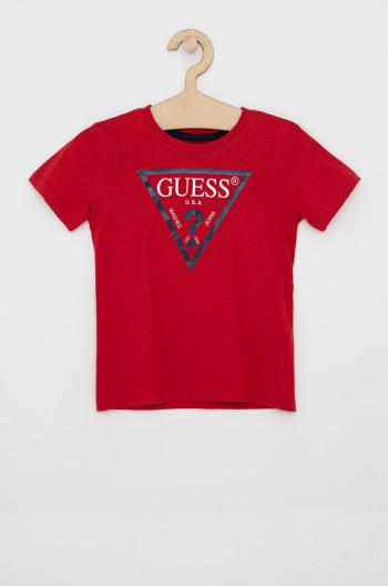 Detské tričko Guess červená farba, melanžové