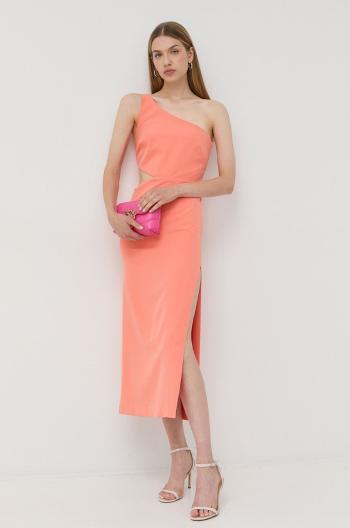 Šaty Bardot oranžová farba, maxi, priliehavá
