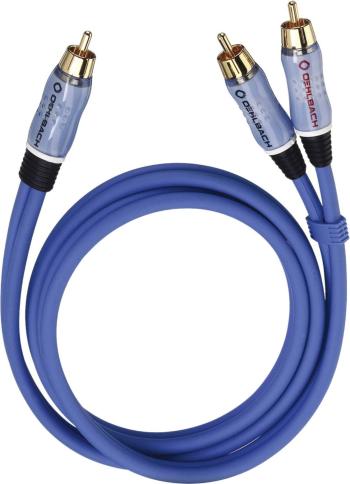 Oehlbach 22705 cinch audio Y kábel [2x cinch zástrčka - 1x cinch zástrčka] 5.00 m modrá pozlátené kontakty