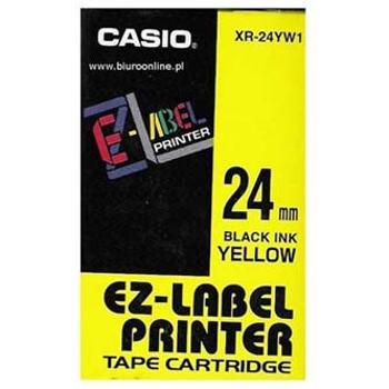Casio XR-24YW1, 24mm x 8m, čierna tlač/žltý podklad, originálna páska