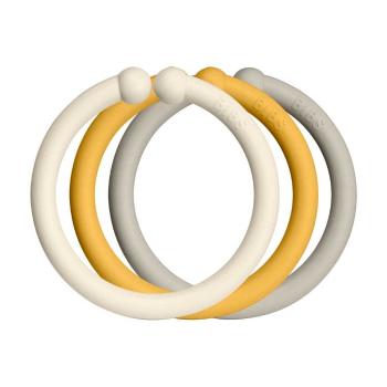 BIBS Loops krúžky ivory/honey bee/sand