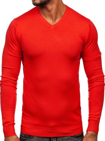 Oranžový pánsky sveter s výstrihom do V Bolf YY03