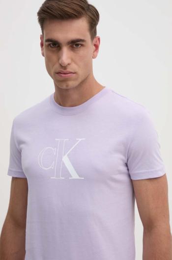 Bavlnené tričko Calvin Klein Jeans pánske, fialová farba, s potlačou, J30J325678