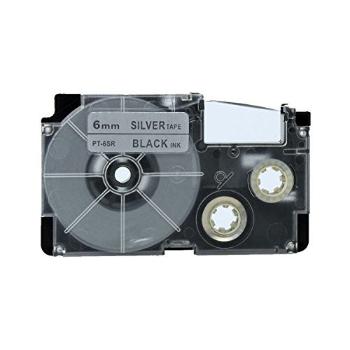Kompatibilná páska s Casio XR-6SR1 6mm x 8m čierny tisk / strieborný podklad