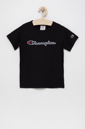 Detské bavlnené tričko Champion 404336 čierna farba,