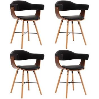 Jedálenské stoličky 4 ks čierne umelá koža a ohýbané drevo (279491)
