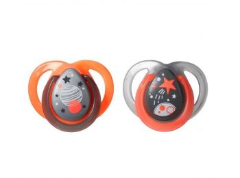 TOMMEE TIPPEE Šidítko symetrické C2N silikon Night 2 ks (0-6 m) černá/oranžová