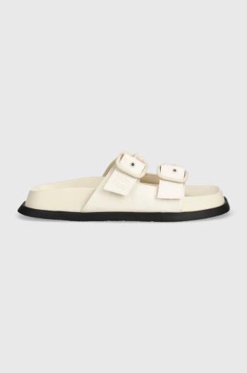 Šľapky Tommy Jeans FANCY SANDAL dámske, béžová farba, EN0EN02136