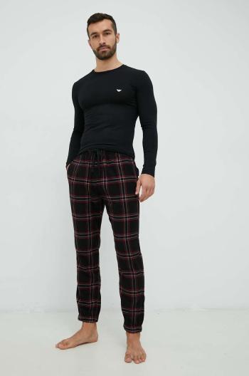 Pyžamové nohavice Hollister Co. pánske, čierna farba, vzorovaná