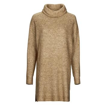 Vila  Krátke šaty VICILIA ROLLNECK L/S KNIT TUNIC/SU  Béžová