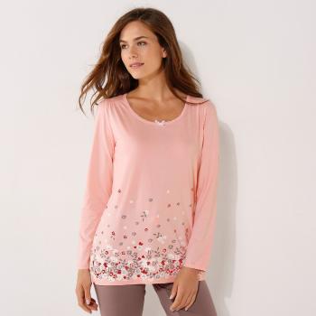 Blancheporte Pyžamové tričko s kvetinovou potlačou a dlhými rukávmi ružová 54