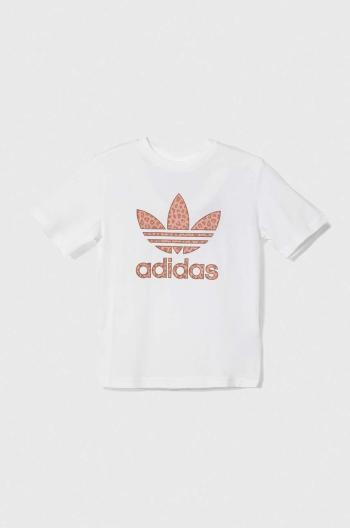 Detské bavlnené tričko adidas Originals biela farba, s potlačou