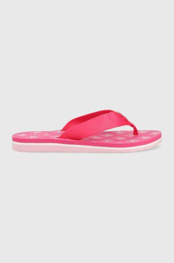 Žabky Tommy Hilfiger TH ELEVATED FLIP FLOP dámske, ružová farba, na plochom podpätku, FW0FW07420