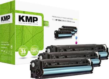 KMP H-T113 CMY kazeta s tonerom kombinované balenie náhradný HP 125A, CB541A, CB542A, CB543A zelenomodrá, purpurová, žlt