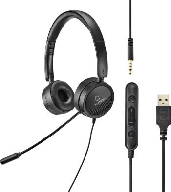 Renkforce RF-HS-360 headset k PC s USB káblový na ušiach čierna