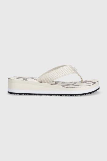 Žabky Tommy Hilfiger TOMMY ROPE M WEDGE SANDAL dámske, biela farba, na kline, FW0FW07148