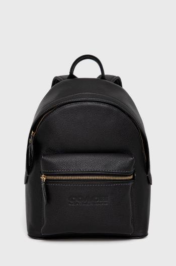 Kožený ruksak Coach dámsky, čierna farba, malý, jednofarebný
