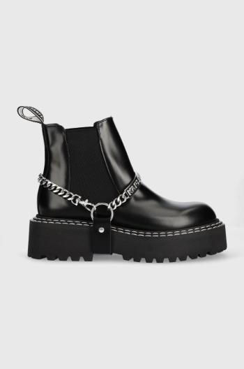 Kožené topánky chelsea Karl Lagerfeld Patrol Ii dámske, čierna farba, na platforme,