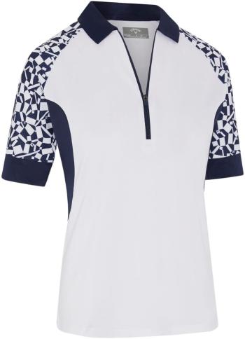 Callaway Two-Tone Geo 1/2 Sleeve Zip Womens Brilliant White XL Polo košeľa