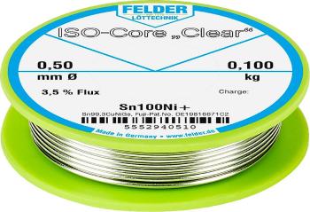 Felder Löttechnik ISO-Core "Clear" Sn100Ni+ spájkovací cín cievka Sn99,25Cu0,7Ni0,05 0.100 kg 0.5 mm