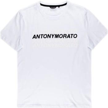 Antony Morato  Tričká s krátkym rukávom Tshirt Męski Super Slim Fit White  Biela