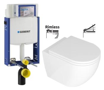 GEBERIT KOMBIFIX ECO, nádržka UP 320 bez tlačidla + WC REA Carlo Mini Basic Rimlesss + SEDADLO 110.302.00.5 CB1